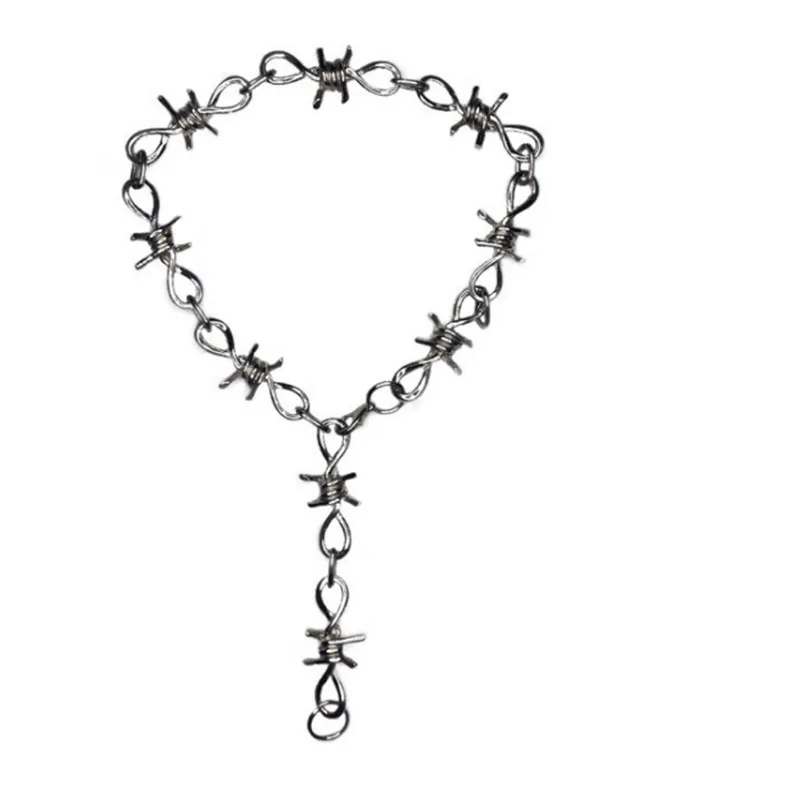 

Small Wire Brambles Iron Unisex Thorns Choker Necklace For Women Hip-hop Goth Punk Barbed Wired Little Thorns Chain Mens Jewelry