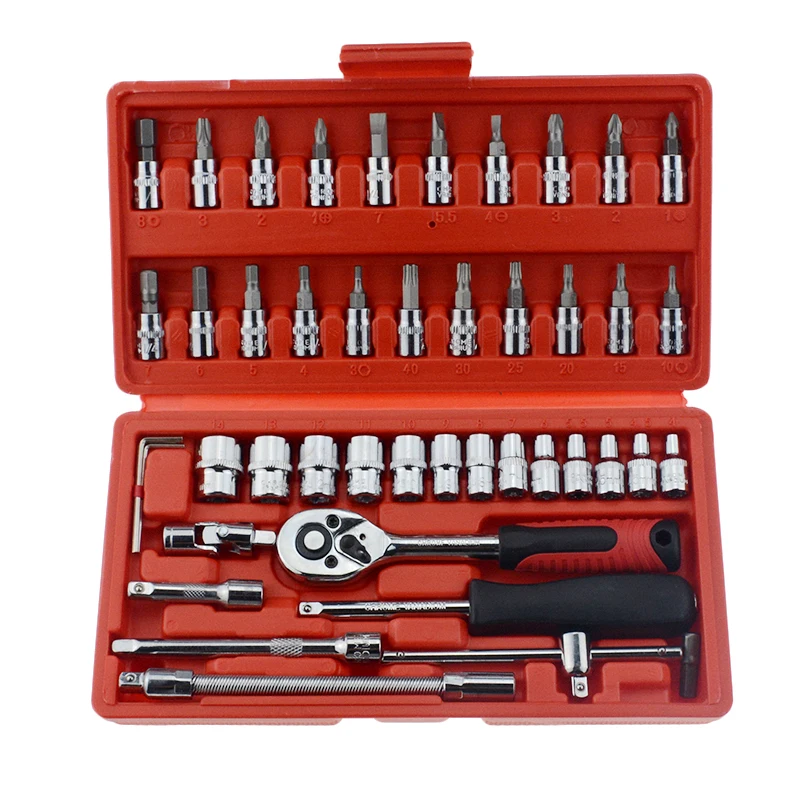 46 Pcs/Boxed Professional Wrench Socket Set Hardware Car  Motorcycle Repairing Tools Kit Multitool Hand Tools Car-Styling