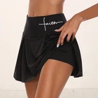 Женская юбка для бега и тренажерного зала, защитные Трусики с высокой талией, шорты для йоги, сетчатые двухслойные Лоскутные шорты для фитнеса и спорта, короткая юбка