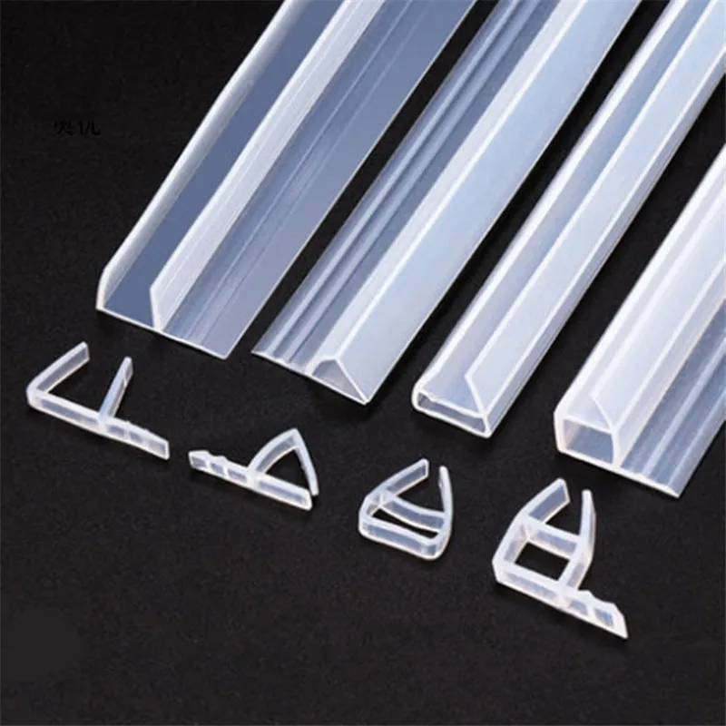 Transparent H F U Corner Type Glass Door Windows Silicone Seal Strip Balcony Bathroom Office Soundproof Insulation Weather Strip