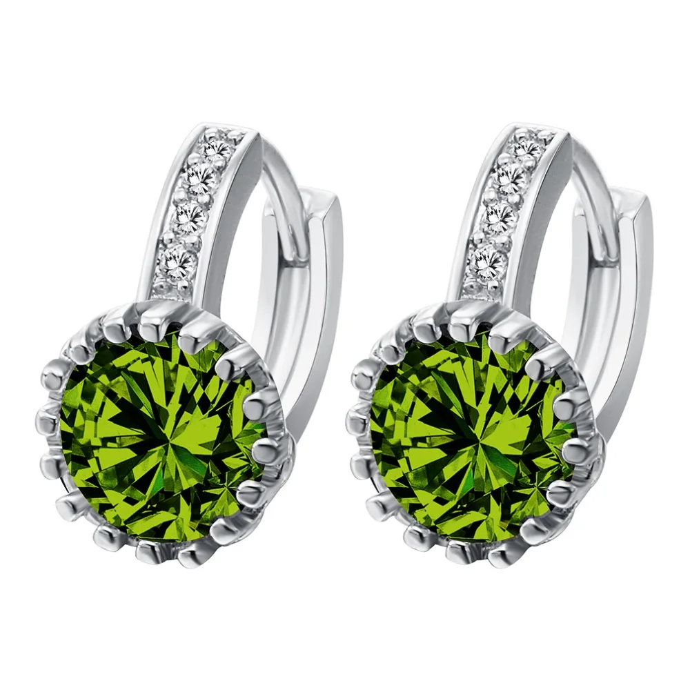 Green Маленькие серьги-кольца Cxwind, покрытые золотом, прозрачные круглые серьги-кольца с кубическим цирконием для женщин, сексуальные серьги, хирургические ювелирные изделия - Окраска металла: Green