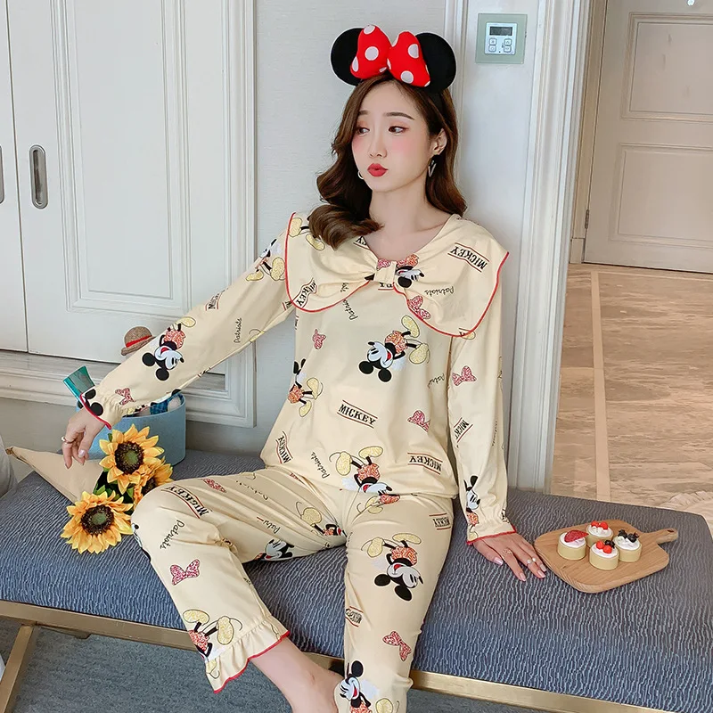 

Disney Daisy Spring and Autumn Long Sleeve Pants Pajamas Ladies Suit Pajamas