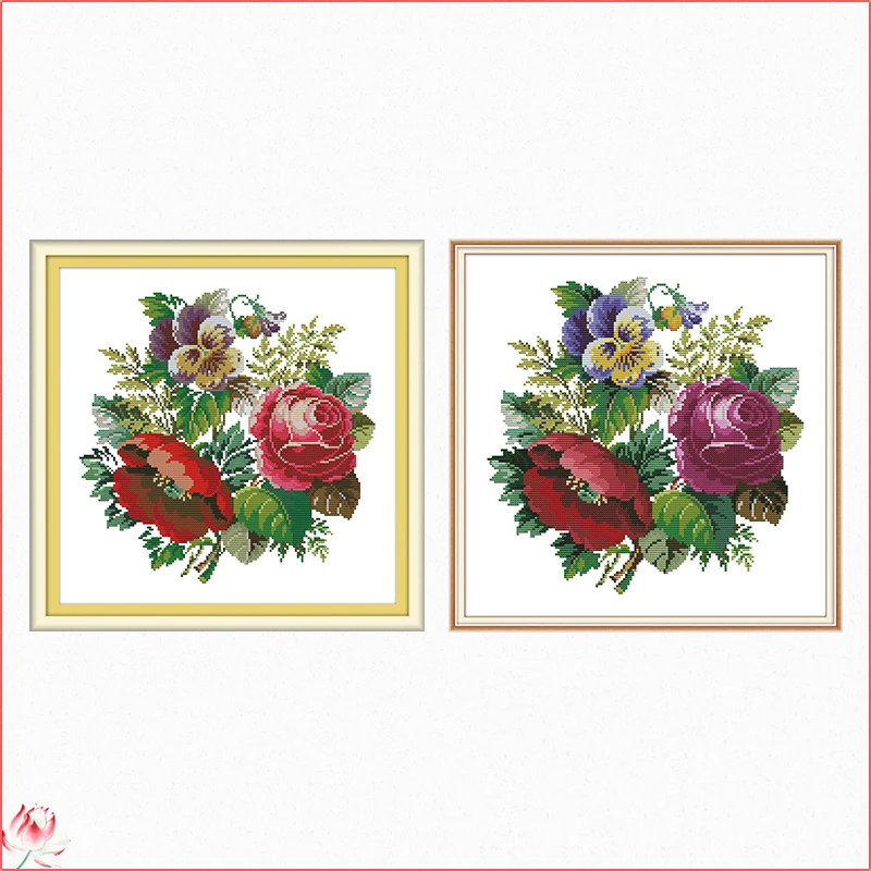 

Joy Sunday A Bouquet Of Roses Chinese Cross Stitch Kits Ecological Cotton Stamped Printed 14CT 11CT DIY Easy To Use Home Deco