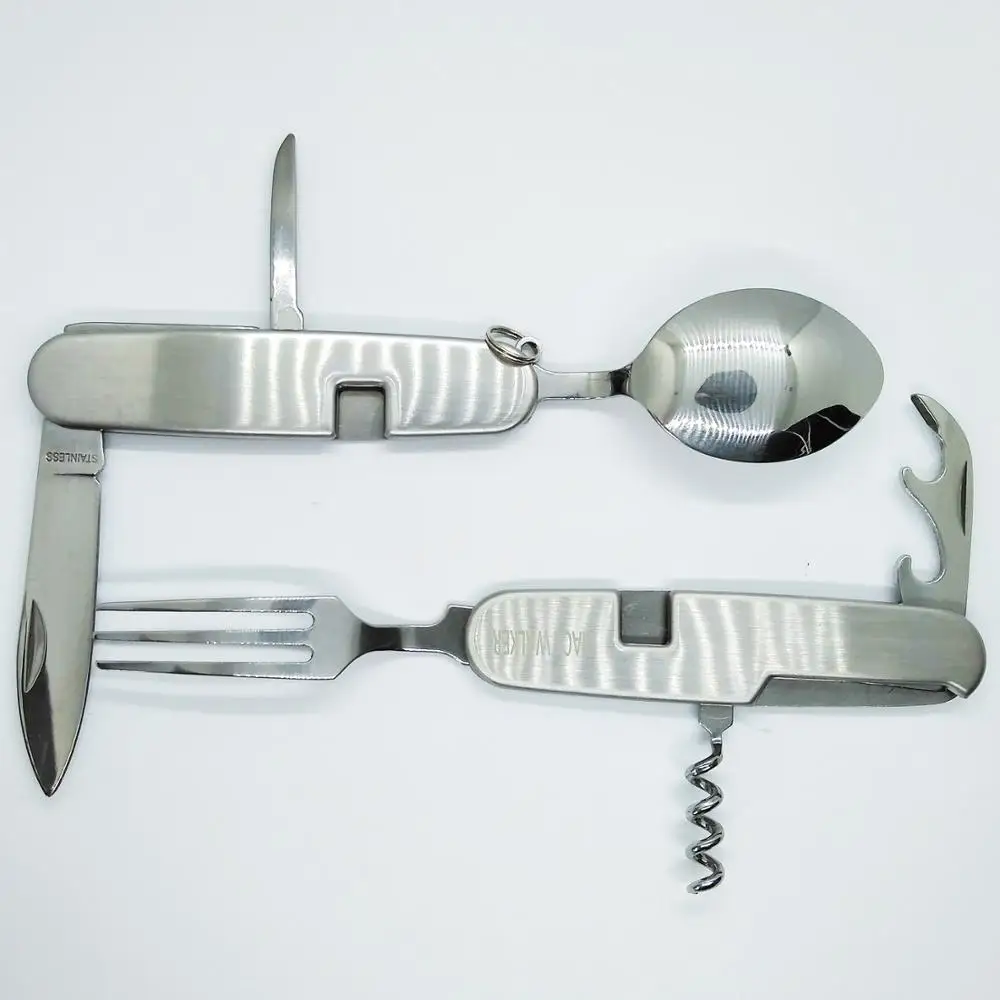 Портативный уличный карманный нож из нержавеющей стали вилка ложка столовая