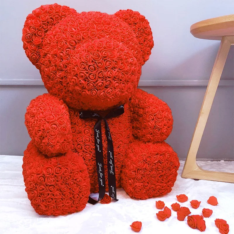 

Artificial Rose Flower Bear Toy Women Girl Christmas Valentine Day Gifts Home Decor OCT998