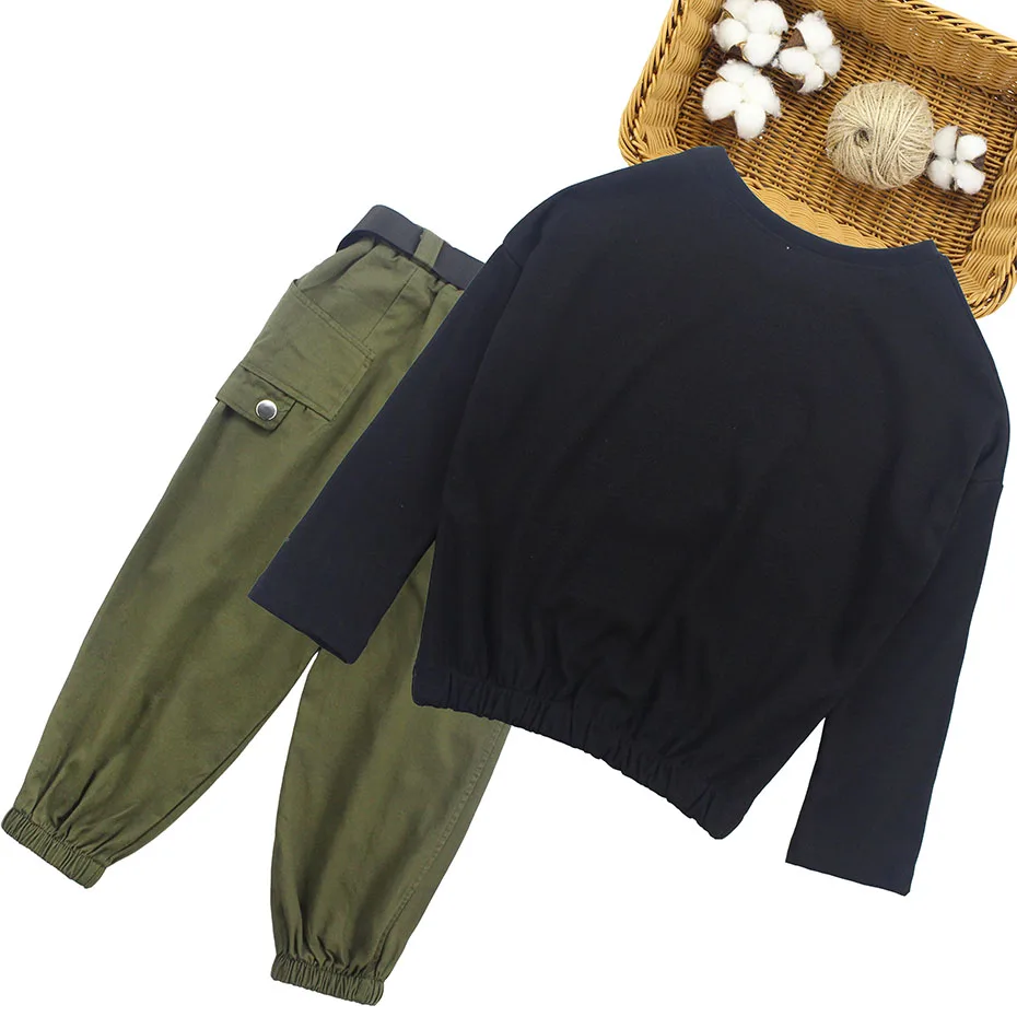 Одежда для подростков девочек лсення толстовка с капюшоном и штаны одежда модные