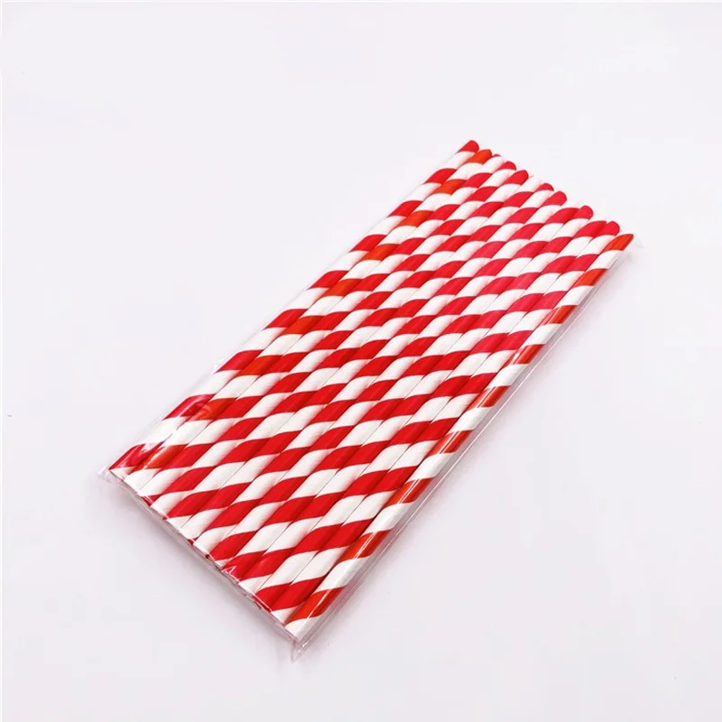 Одноразовые straws25Pcs Еда класс Бумага одноразовая трубочка для питья полосатая