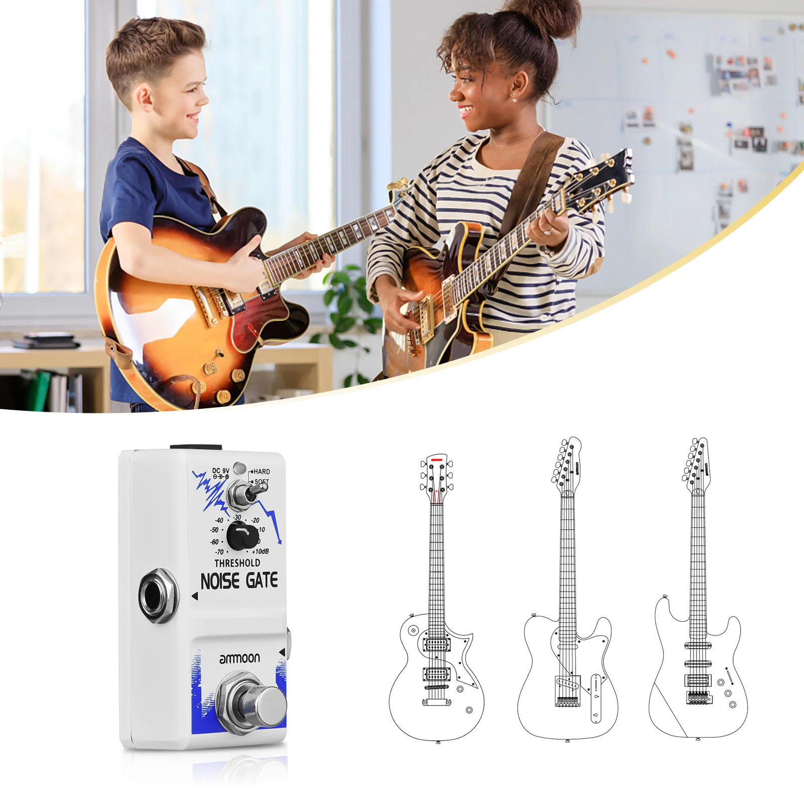 Педаль для гитары ammoon с одним шумоподавлением педаль эффектом True Bypass корпус из