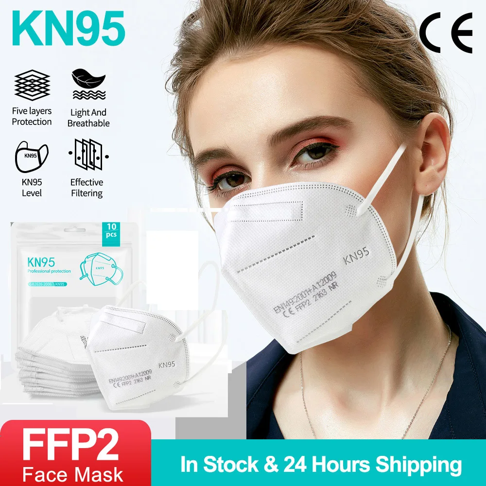 

10-200pcs ffp2mask KN95 Face Mask Mouth Breathable Safety Dustproof Respirator Filtration Maske Protective Reusable Mascarilla