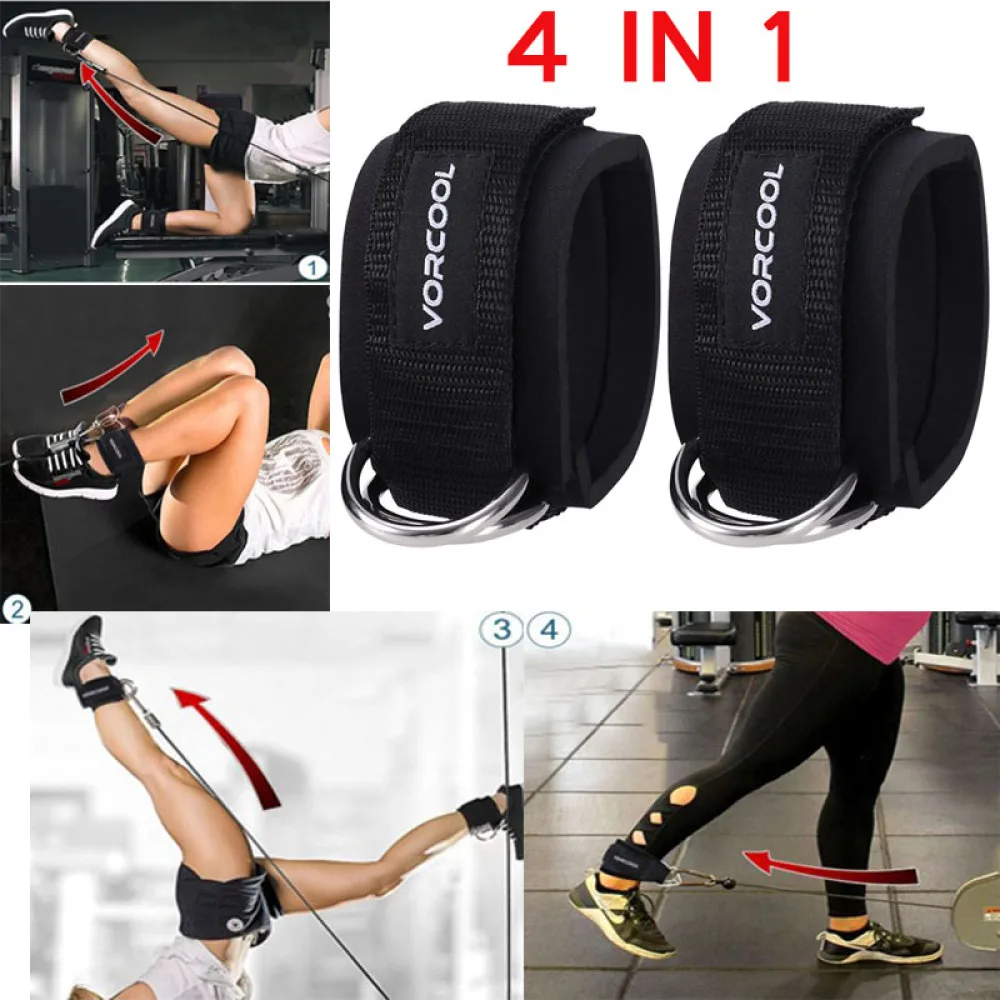 

VORCOOL 2pcs Sport Ankle Straps Padded D-ring Ankle Cuffs for Gym Workouts Cable Machines Leg Exercises with Carry Bag (Black)