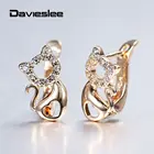 Женские серьги s, 585 пробы, розовое золото, маленькая кошка, котенок, ПЭТ, проложенный прозрачный кубический циркон, серьги-гвоздики для женщин, вечерние свадебные украшения, LGE293