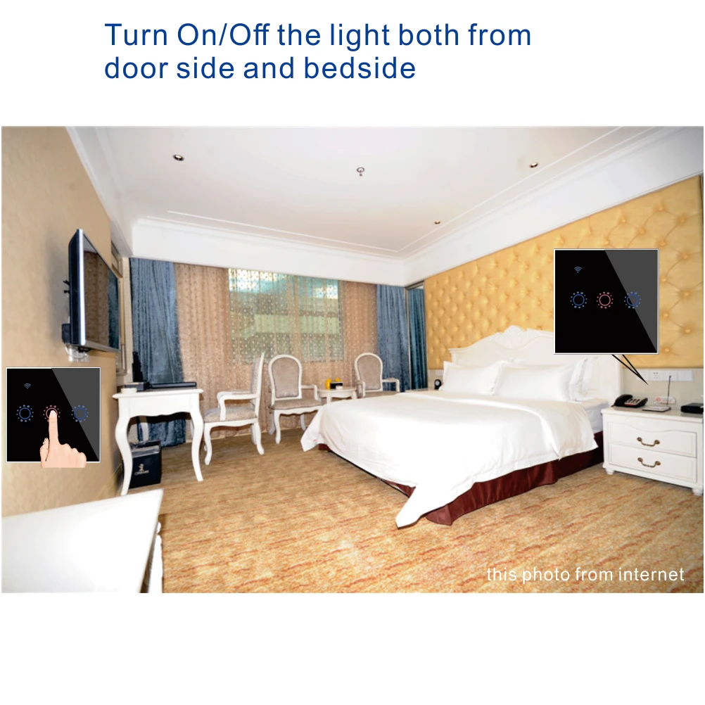 Умный выключатель Tuya/Ewelink US с сенсорной стеклянной панелью совместимый Alexa 1-2-3-4