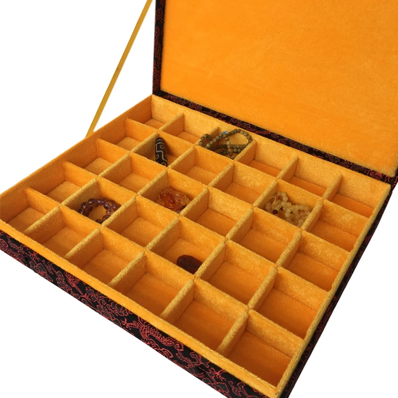 12 15 20 30 Grid Slot Wooden Jewelry Box Storage Organizer Case High End Chinese Silk Brocade Box Collection Packaging Gift