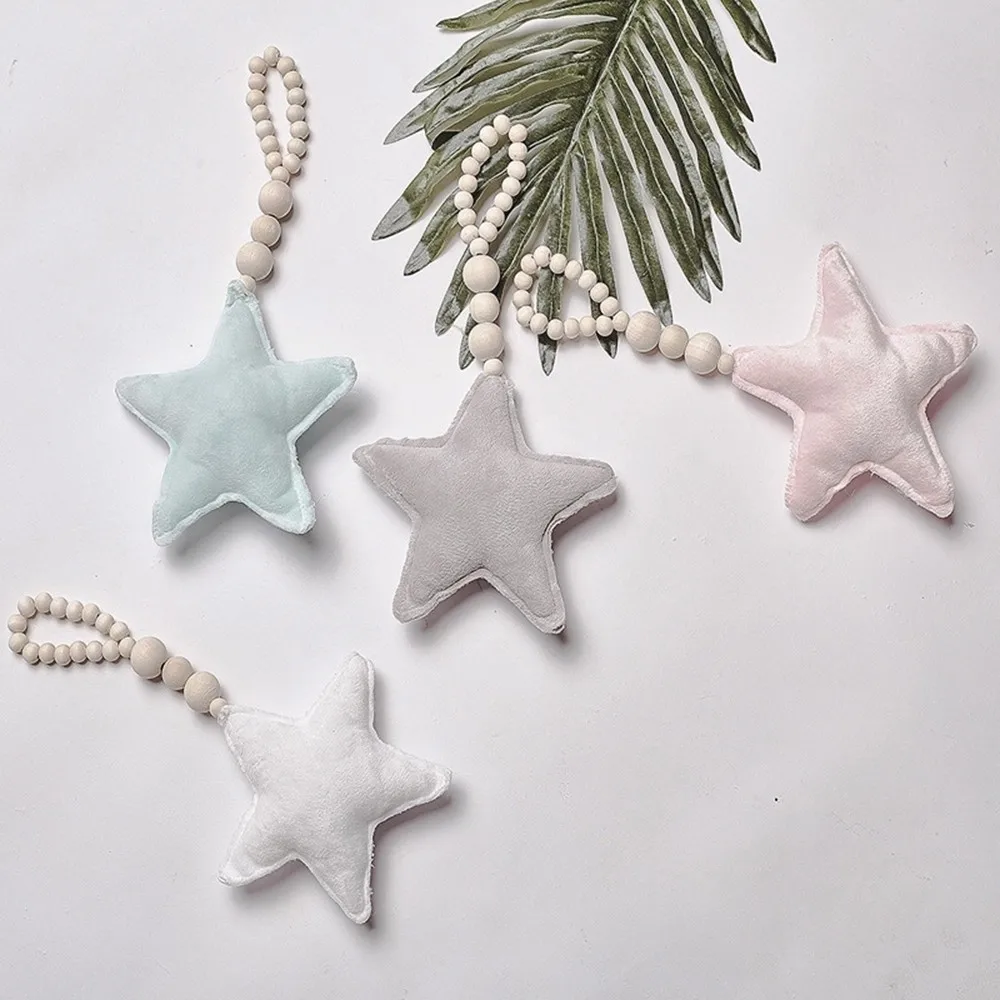 Скандинавские Детские декоративные подушки луна звезды деревянные бусины