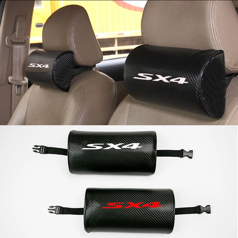 

Carbon Fiber Texture PU Leather Car Neck Pillow For Suzuki Sx4