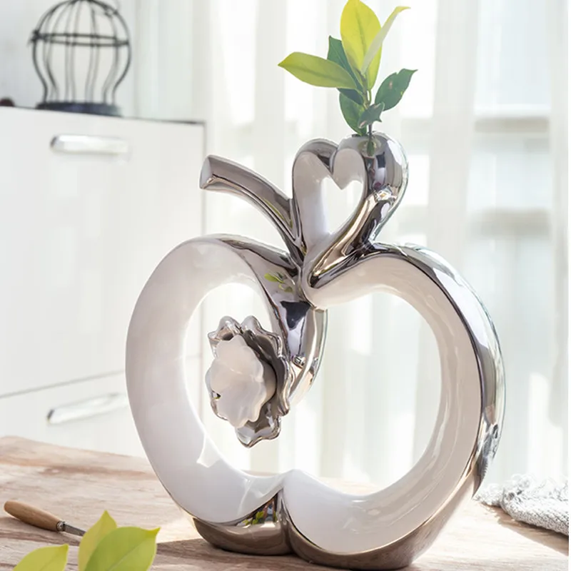 

Modern Minimalist Ceramic Apple Lucky Ornaments Crafts Home Furnishing Decoration Livingroom Office Room Figurines Decor