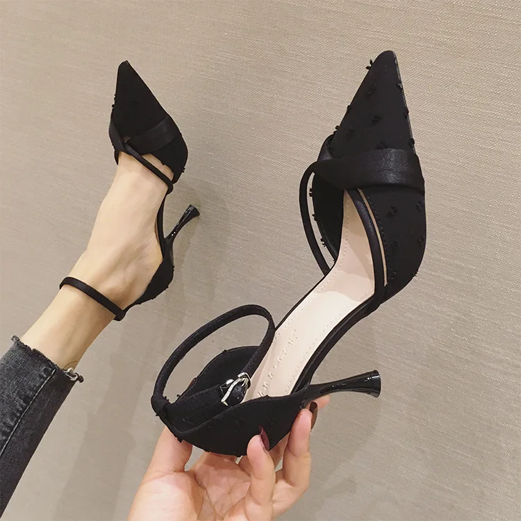 

2021 spring, summer and autumn all-match pointed toe stiletto sexy shallow mouth fashion with heel single shoes women