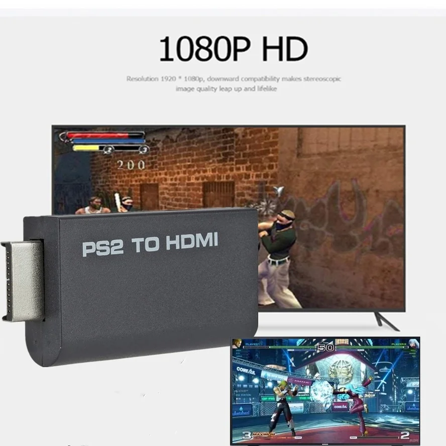 WVVMVV PS2 to HDMI 480i/480p/576i Audio Video Converter Adapter with 3.5mm Output Supports All Display Modes | Электроника