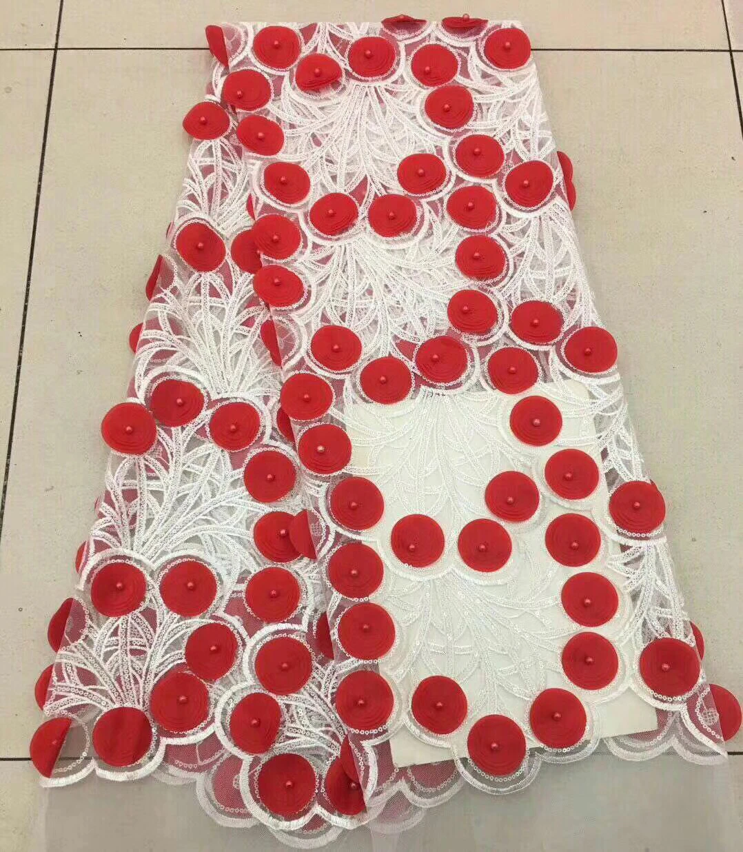 Розовое французское кружево ткань 3D бусины Цветочная вышивка высокое качество