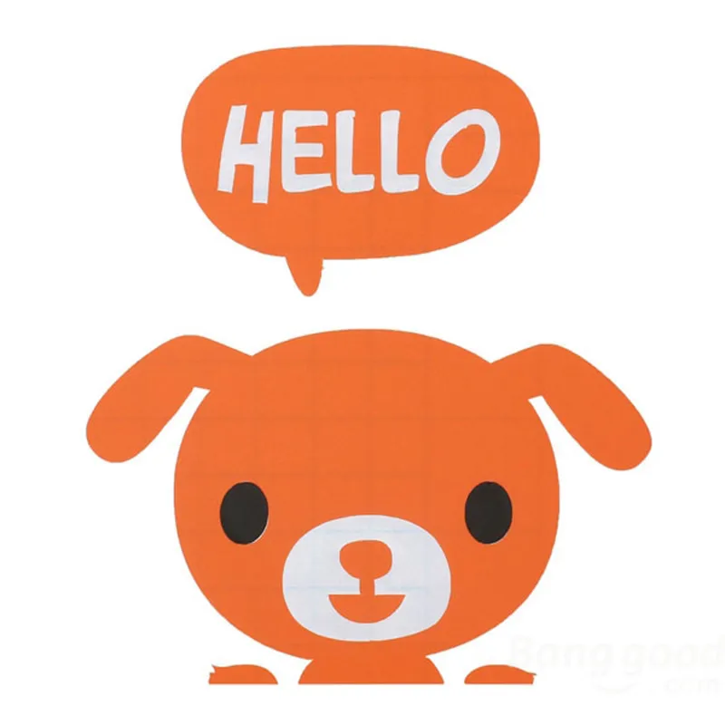 

1Pc New Cute Mini Size Wallpapers Cartoon Hello Dog Mirror Removable For Kids Rooms Switch Door Stickers