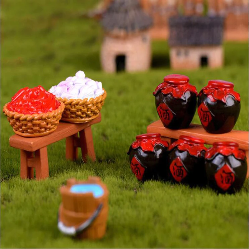 Микро Ландшафтные аксессуары в пасторальном стиле банка для вина стог сена