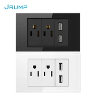 us standard power wall socket ac100 240v 15a household socket 5v dual usb fast charge luxury tempered glass panel