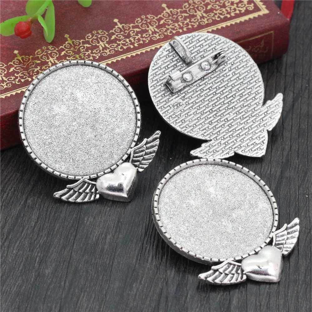 5 шт. 30 мм внутренний размер античная бронза античное посеребренное черное сердце