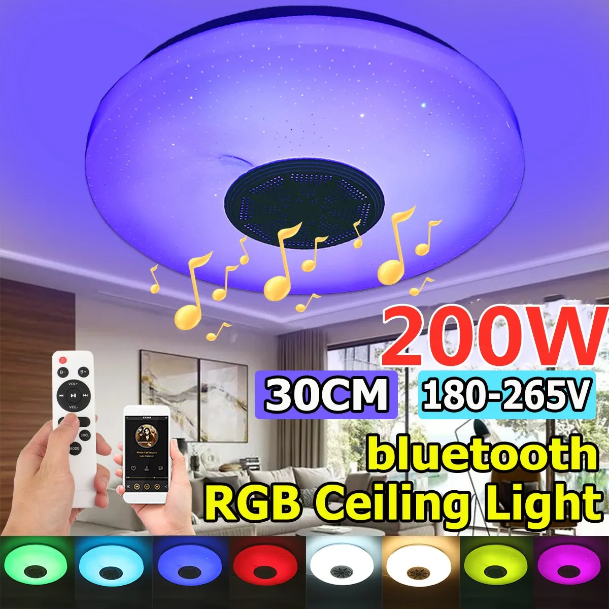 

Скандинавский музыкальный потолочный светильник с bluetooth, умный Rgb светильник с регулируемой яркостью, современный потолочный светодиодный ...