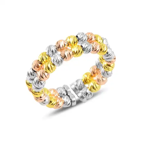Серебряное Двухрядное кольцо с шариком Dorica, 3 цвета