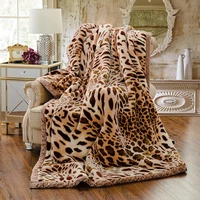 leopard blanket fine bedding home decoration blanket winter warmth sherpa plush printing bedspread quilt