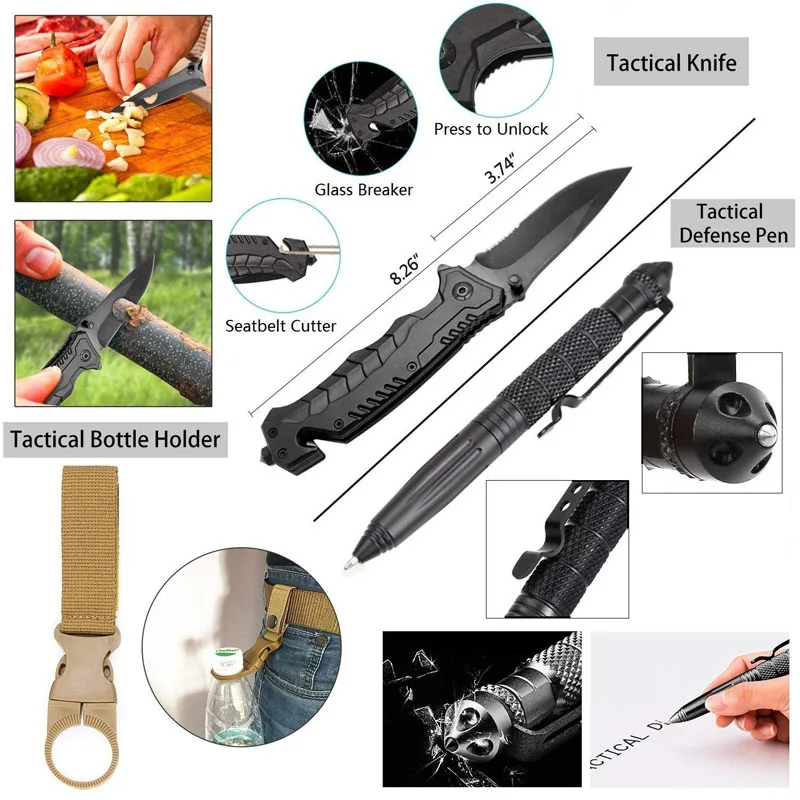 Jual Kit Bertahan Hidup Darurat 36 In 1 SOS,EDC Selimut Pisau Senter Tang Kawat Melihat Untuk Padang Gurun Berkemah Pertolongan Pertama Untuk Gempa
