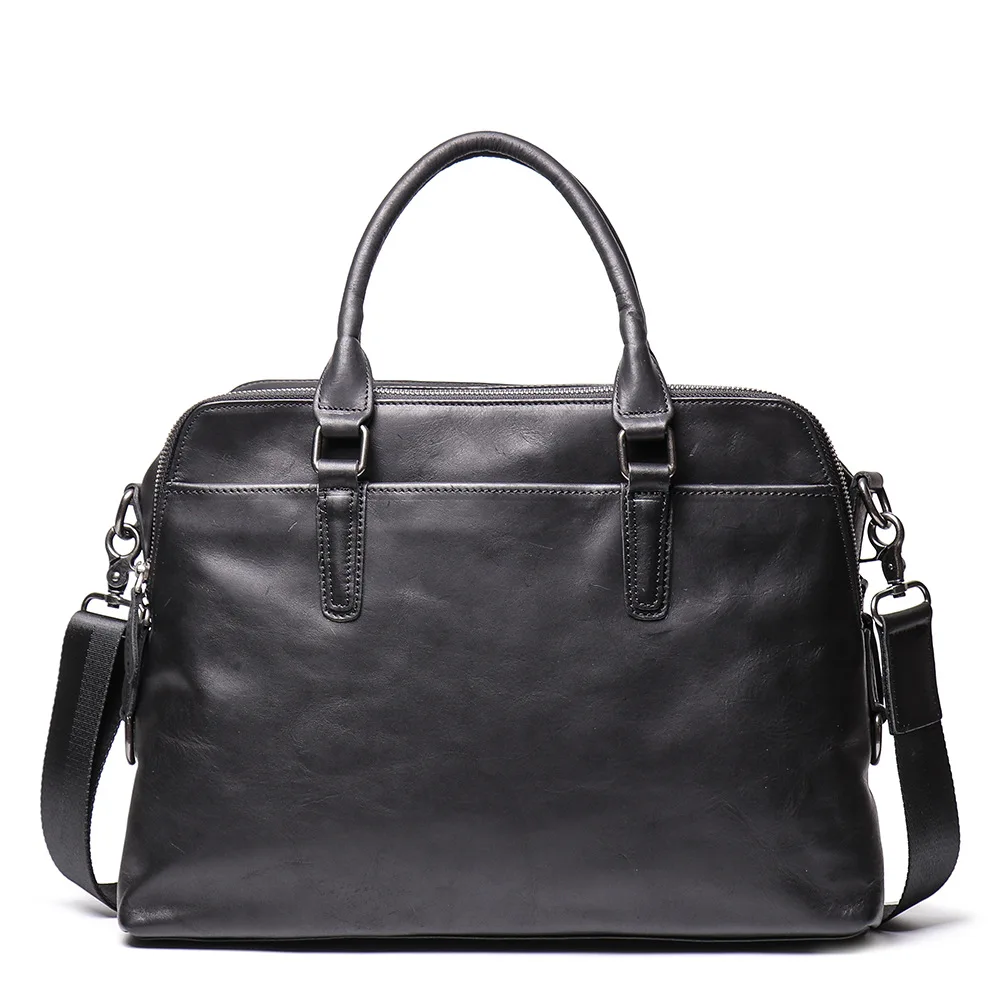 

Retro Men's Briefcase Crazy Horse Leather Laptop Handbag Business Men Messenger Bags Leather Laptop Bag in black color