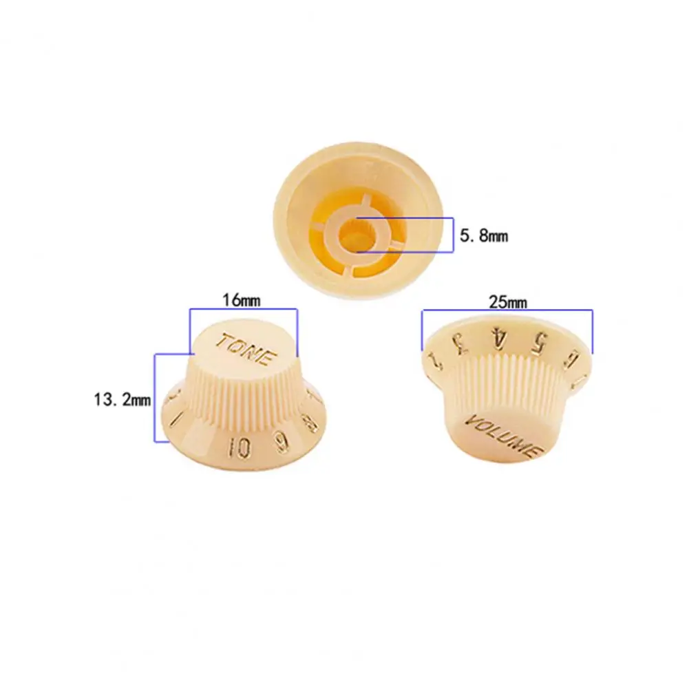 

3Pcs Guitar Control Knob Wear-resistant Replacement Plastic One Volume Two Tone Start Knob for General Daily Training Supplies