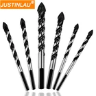 JUSTINLAU 6-12 мм треугольное сверло из вольфрамовой стали и металлического сплава для керамических стен, стеклянных отверстий для бетона, черная металлическая дрель