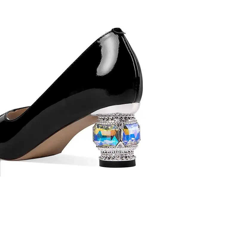 

ALLBITEFO SIZE:34-42 rhinestone heel peep toe genuine leather summer women sandals women heels shoes thick heels des sandales