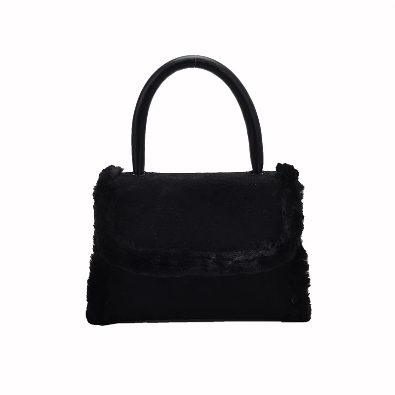 

Pure Color High-quality Tote Bag 2021 Autumn And Winter New Fashion All-match Plush Western Style One-shoulder Messenger Bag