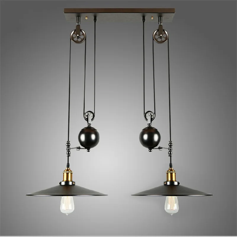 

E27 Edison Bulb lamp Loft Vintage Industrial Retro Iron Pulley pendant light Loft Vintage Retro Wrought Iron Black pendant lamps