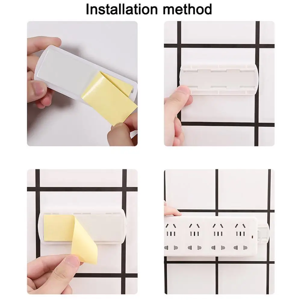

Self-Adhesive Desktop Socket Fixer Cable Organizer Wall Strip Power Fixer Sticker Holders Punch-free Holder Seamless Plug U3R0