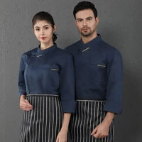 black chef coat long sleeve apron chef jacket head chef uniform restaurant hotel kitchen chinese cooking clothes food service