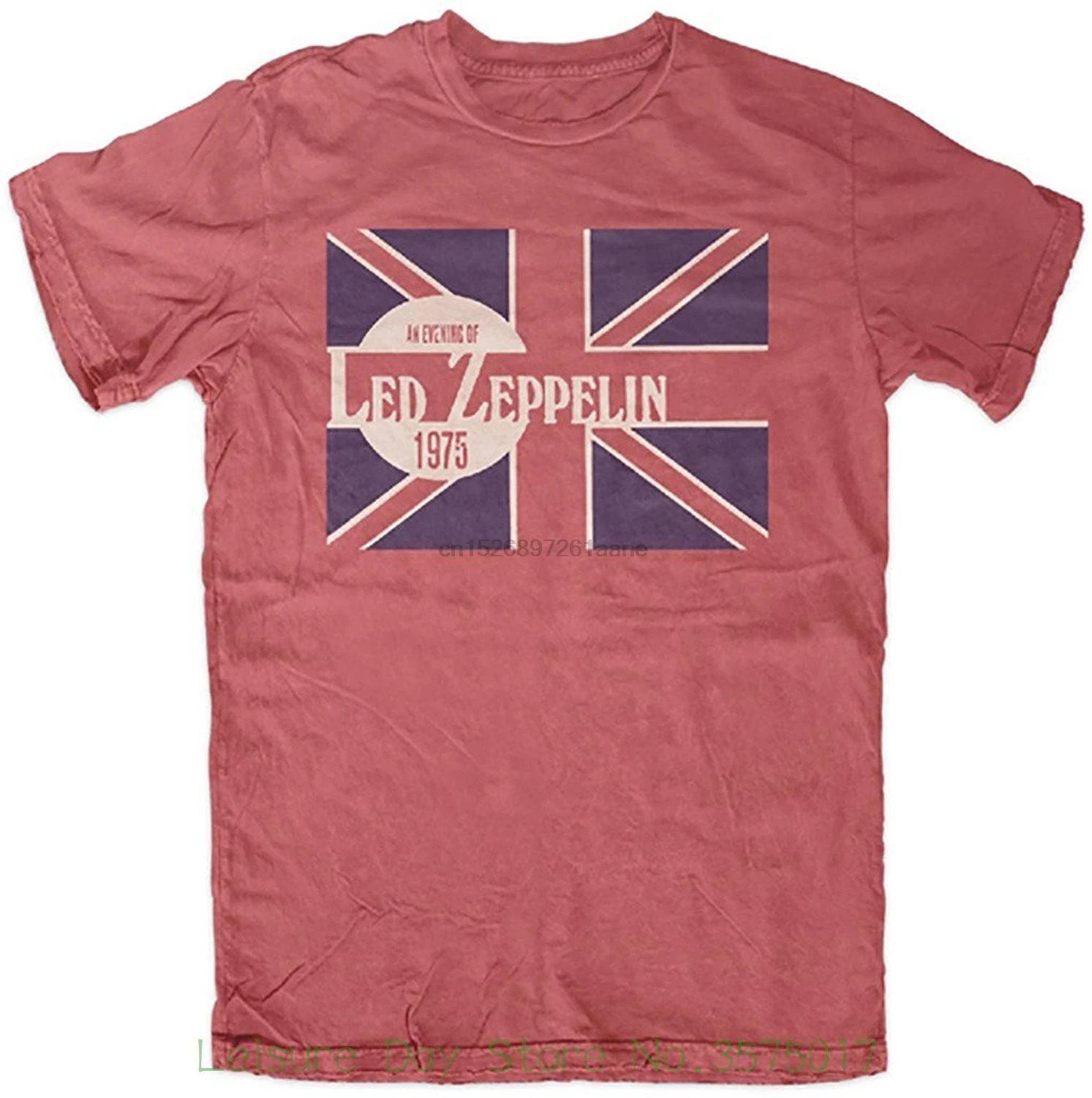

T Shirt O-neck Fashion Casual High Quality Print T Shirt Evening Of Led Zep 1975 Men T-shirt Red Heather