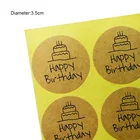 100 шт.лот, наклейка с круглым уплотнением на день рождения, клейкие стикеры из крафт-бумаги для домашней пекарни и упаковки подарков, скрапбукинг