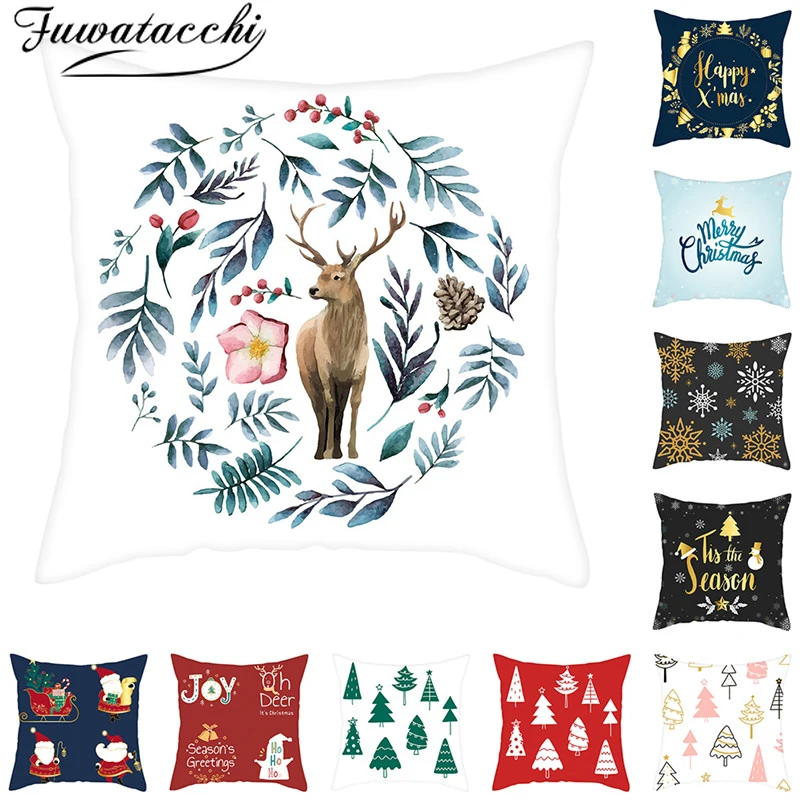 

Рождественская наволочка для подушки Fuwatacchi, наволочка для подушки Санта-Клауса, домашняя декоративная наволочка для дивана, домашний декор...