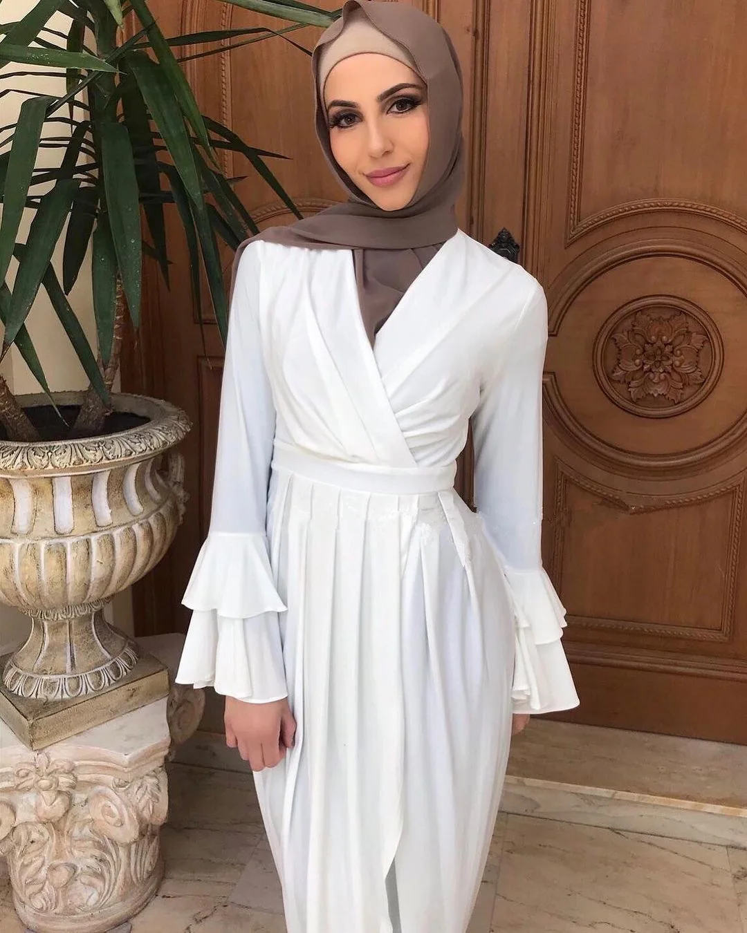 

Robe Femme 2021 Abaya Dubai Turkey Muslim Fashion Dress Irregular Ruffled Flared Sleeves Islam Clothing Women Musulman De Mode