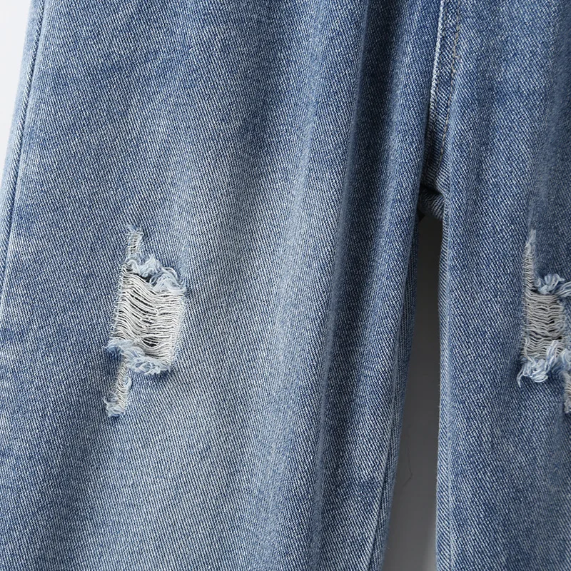 Рваные джинсы для мальчиков и девочек модные брюки из денима с потертостями