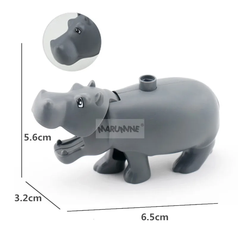 MARUMINE классические строительные блоки животные 14 шт. бегемот крокодил панда тигр