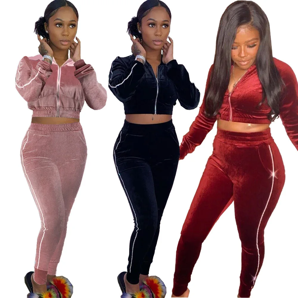 

women's suit women's autumn and winter new Korean velvet Sequin fashion two-piece set