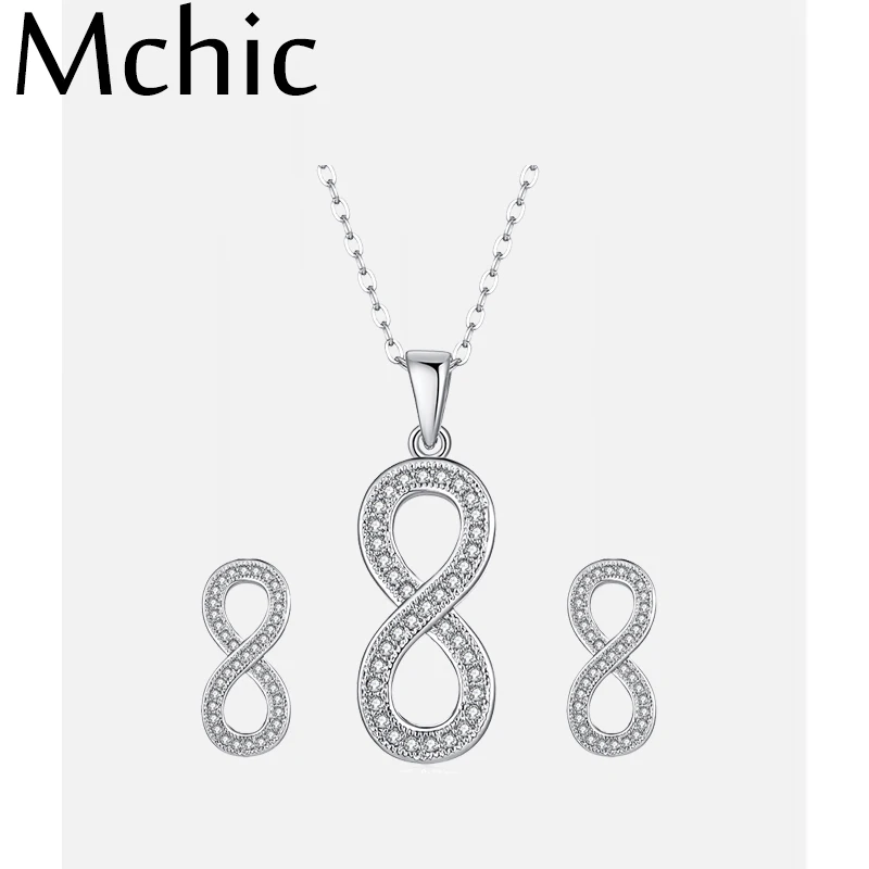 Mchic Модный Ювелирный Набор из стерлингового серебра S925 пробы с цирконием