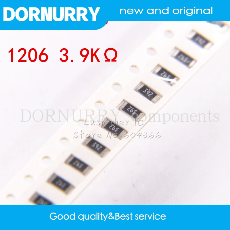 

100 шт. 1206 SMD резистор 5% 3,9 K Ohm 392 3,9 Kohm DORNURRY