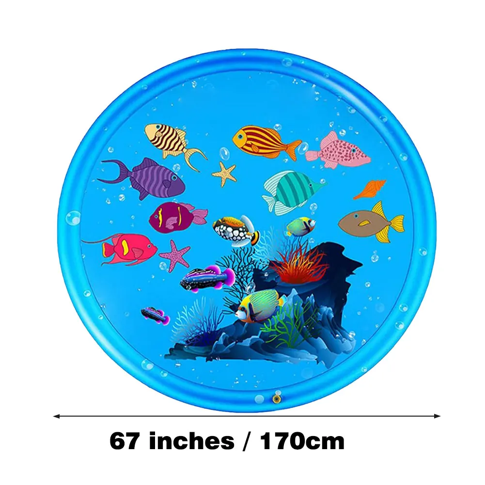 

170cm Inflatable Splash Sprinkler Pad 3-in-1 Sprinkler Kids Splash Pad Wading Pool Inflatable Water Toy For Babies Toddlers
