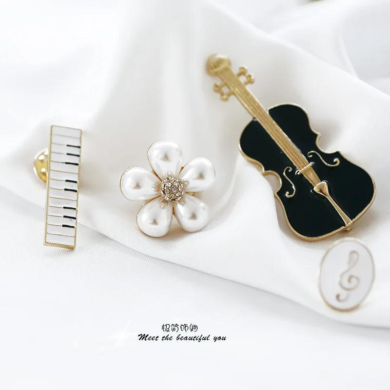 Европейская и американская брошь в виде виолончели пианино с бусинами